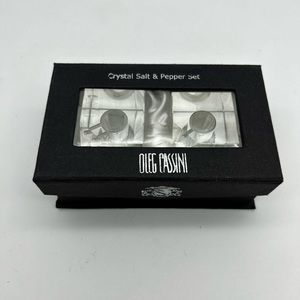 New Oleg Cassini Crystal Salt Pepper Shakers Prism Cube Designer Signed